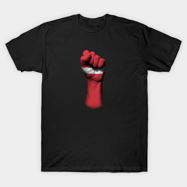 Flag of Latvia on a Raised Clenched Fist T-Shirt by jeffbartels